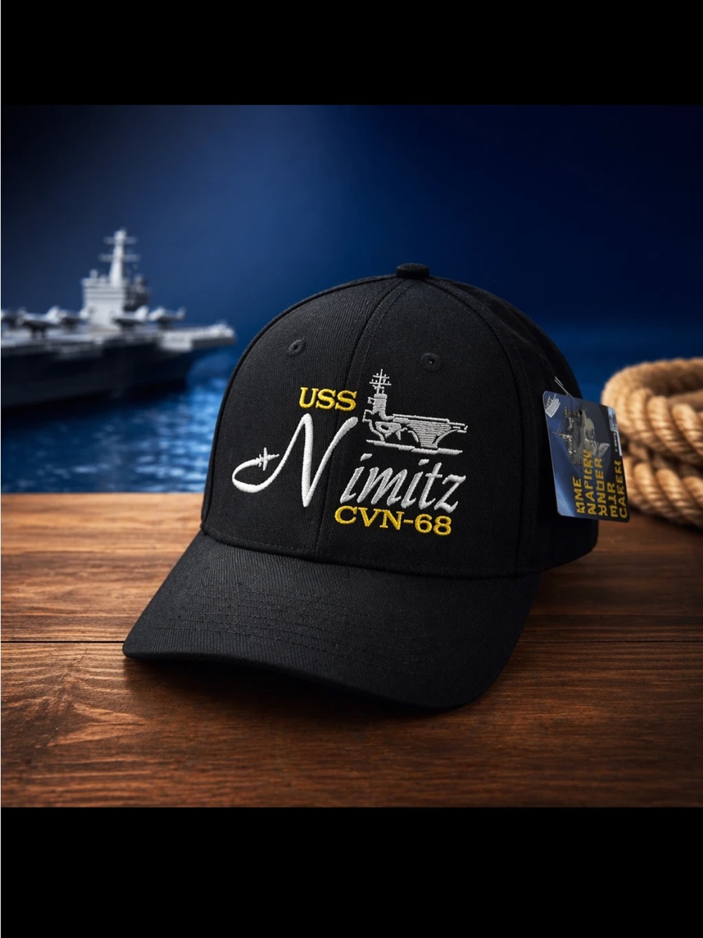 USS Nimitz CVN-68 Embroidered Black Baseball Cap